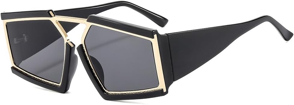 

Модные солнцезащитные очки неправильной формы для женщин и мужчин, винтажные роскошные солнцезащитные очки, трендовые модели, защита от ультрафиолета UV400 TKKTLLT, Black Gold Grey