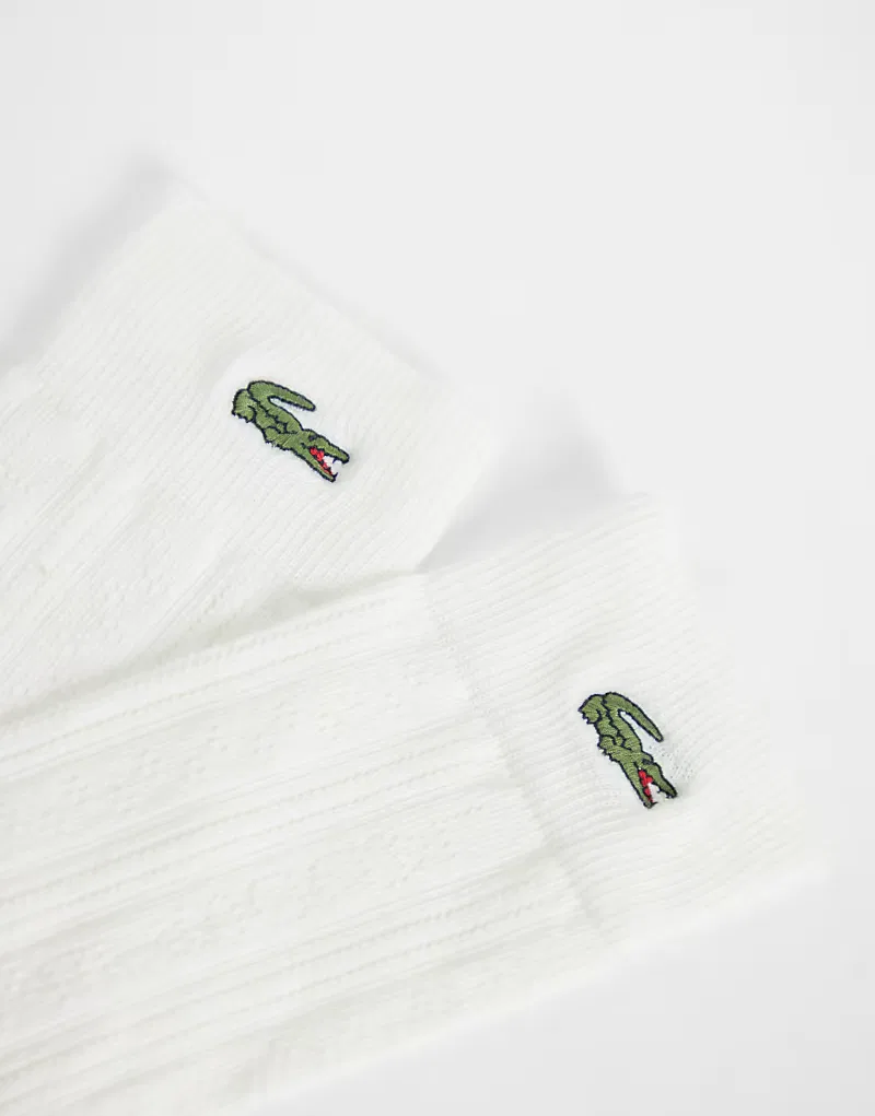 Длинные ажурные носки Lacoste, белый — фото 3