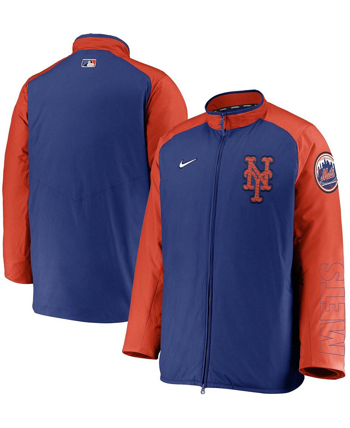 

Мужская королевская, оранжевая куртка new york mets authentic dugout с молнией во всю длину Nike