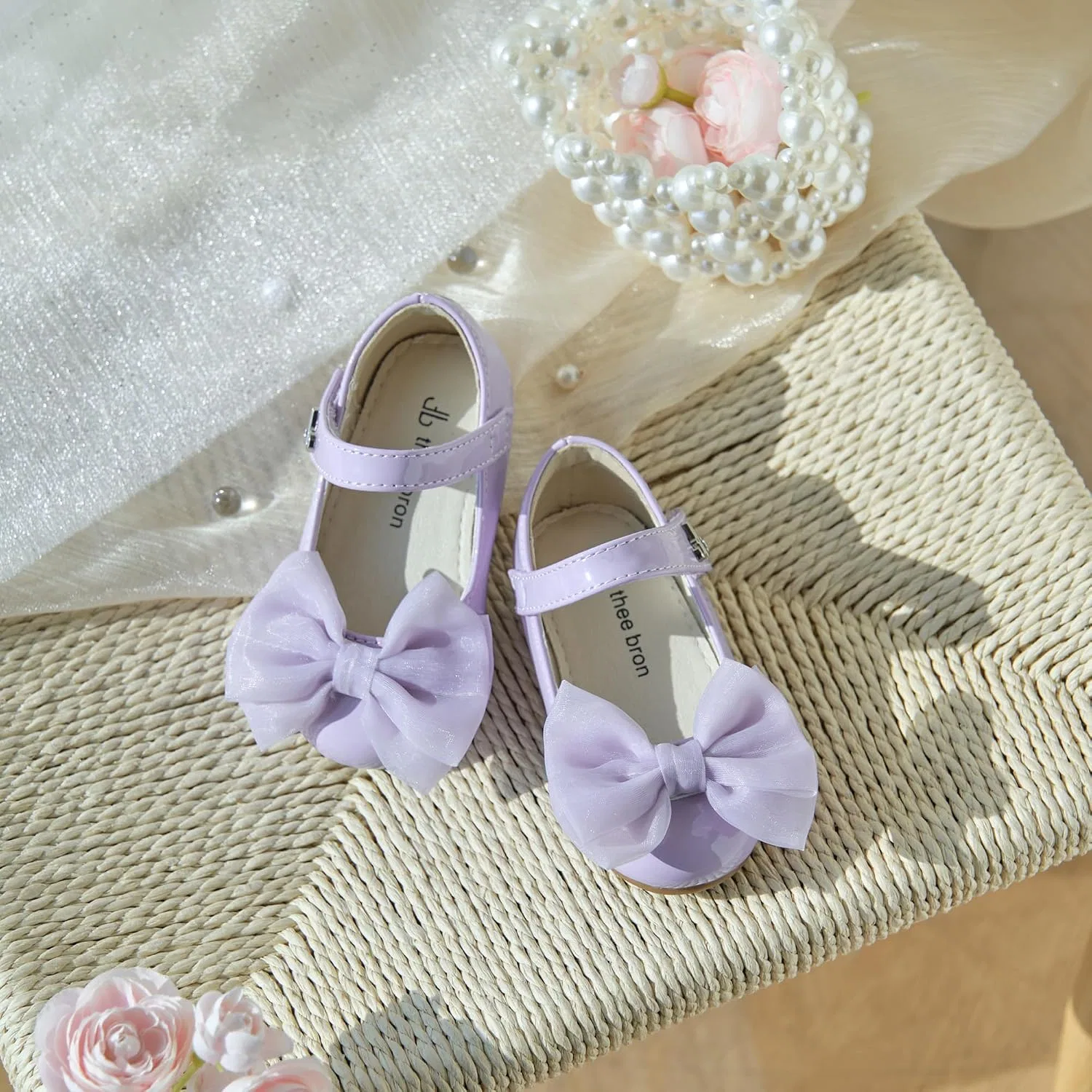 Детские балетки для девочек с бантом Mary Jane THEE BRON, Lavender Purple — фото 4
