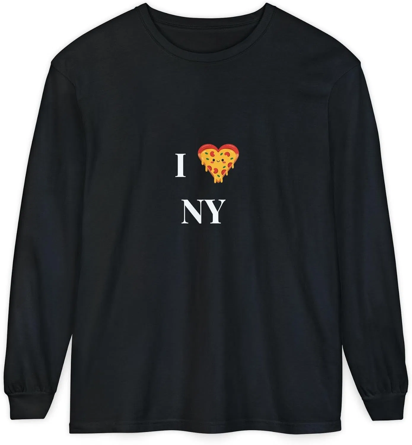 Мужская футболка с длинным рукавом I Love NY Pizza Comfort Colors 6014, Black