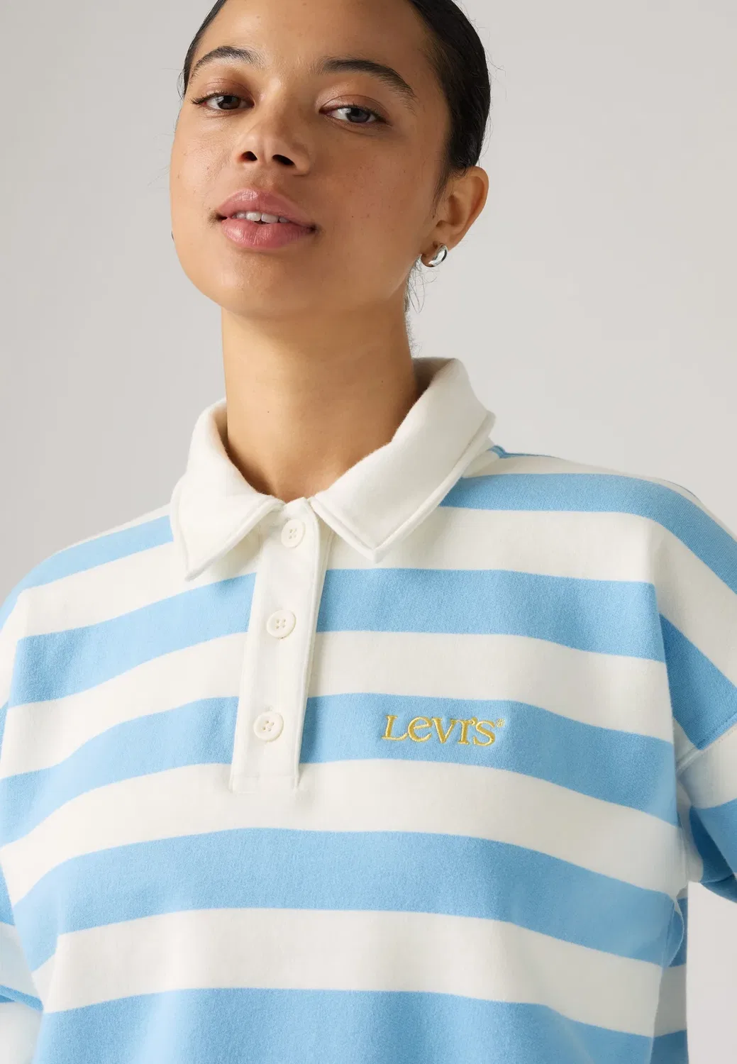 Винтажная флисовая толстовка для регби Gr Levi'S, Stripe Rugby Arch Logo Alaskan Blue — фото 4