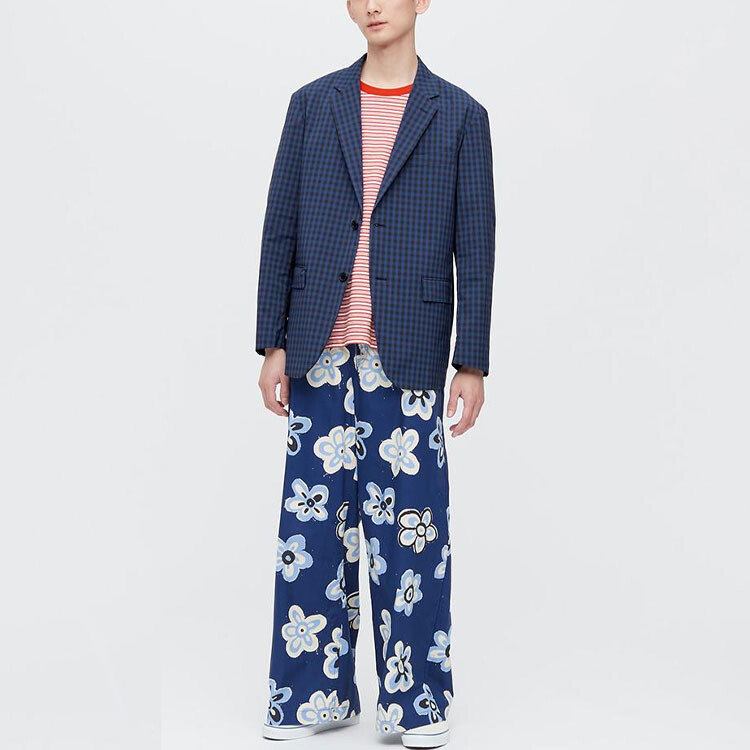 Marni Marni Co-Branding Повседневные брюки унисекс темно-синие Uniqlo, темно-синий — фото 3