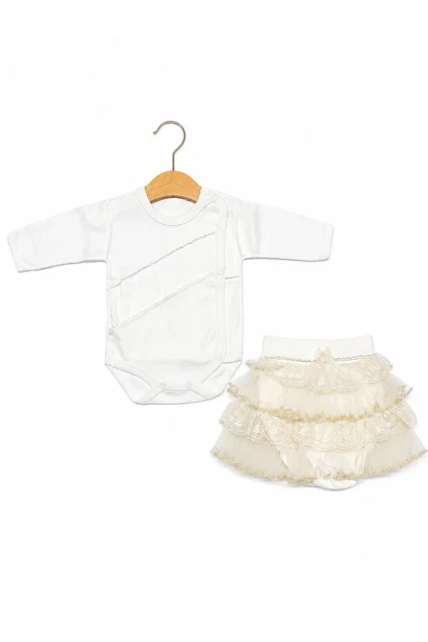 Детский комплект для девочек хлопковый Kardeşler Bebe, Ecru-Beige