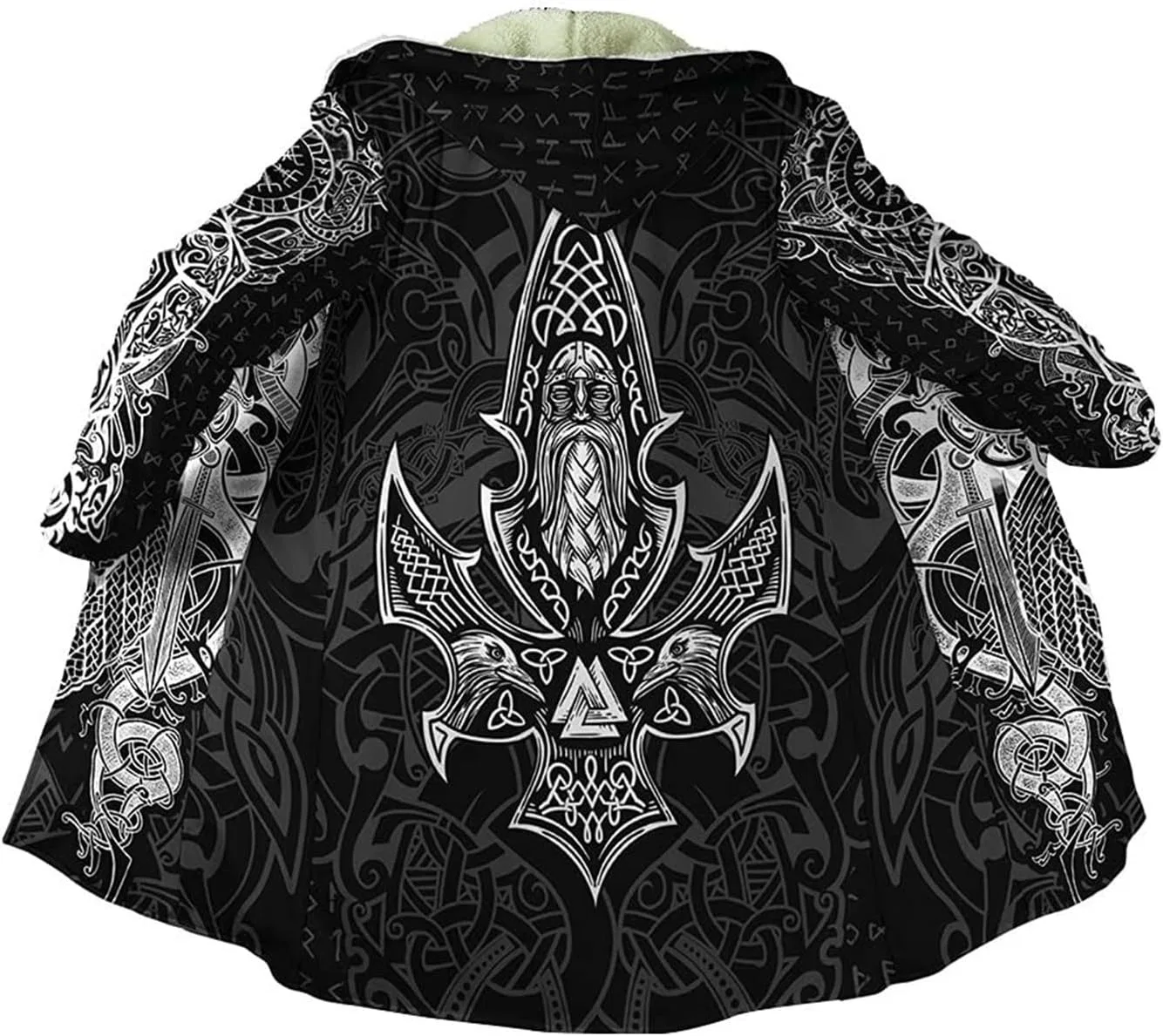 Мужское пальто с капюшоном, с принтом, Fenrir Wolf Tattoo, Ragnarok 3D, Odin