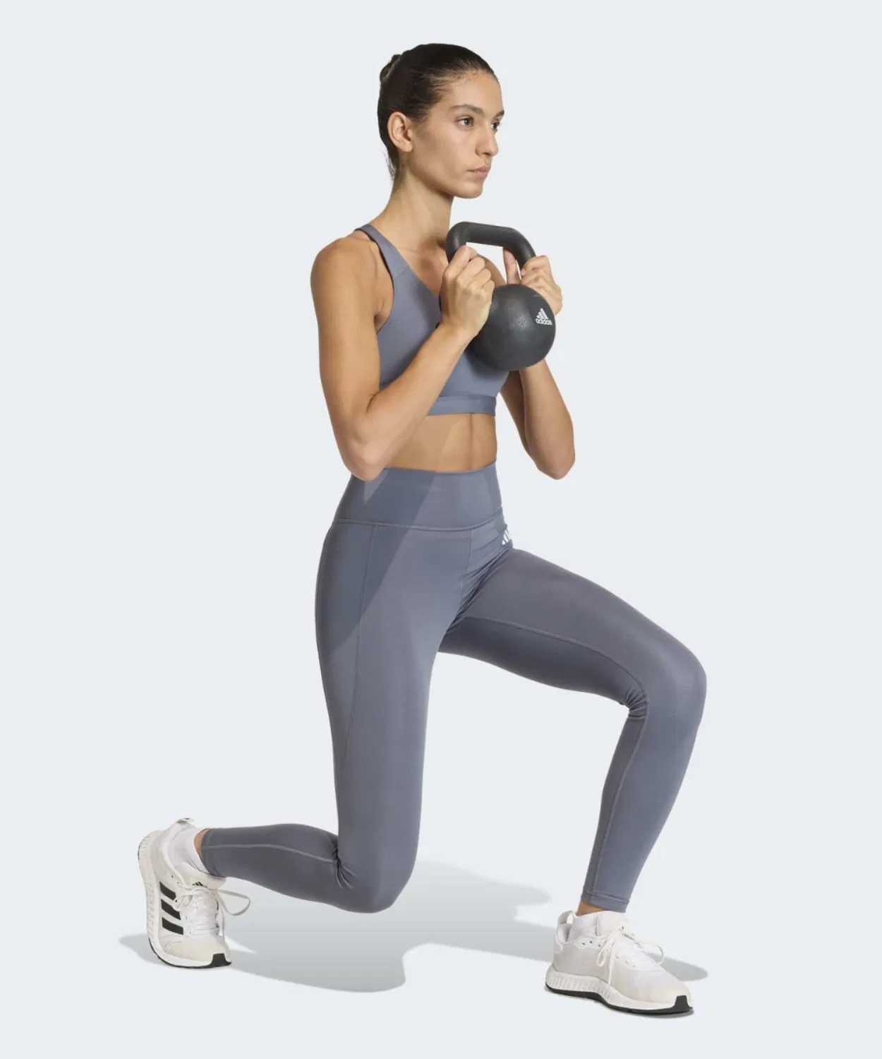 Женский спортивный бюстгальтер средней поддержки Optime Essentials Workout Medium Support Bra Adidas, Gray — фото 3