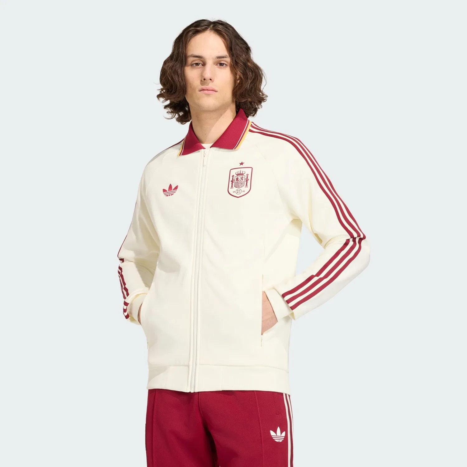 Спортивная толстовка на молнии Adidas Performance Spain Away Anthem белого цвета — фото 4