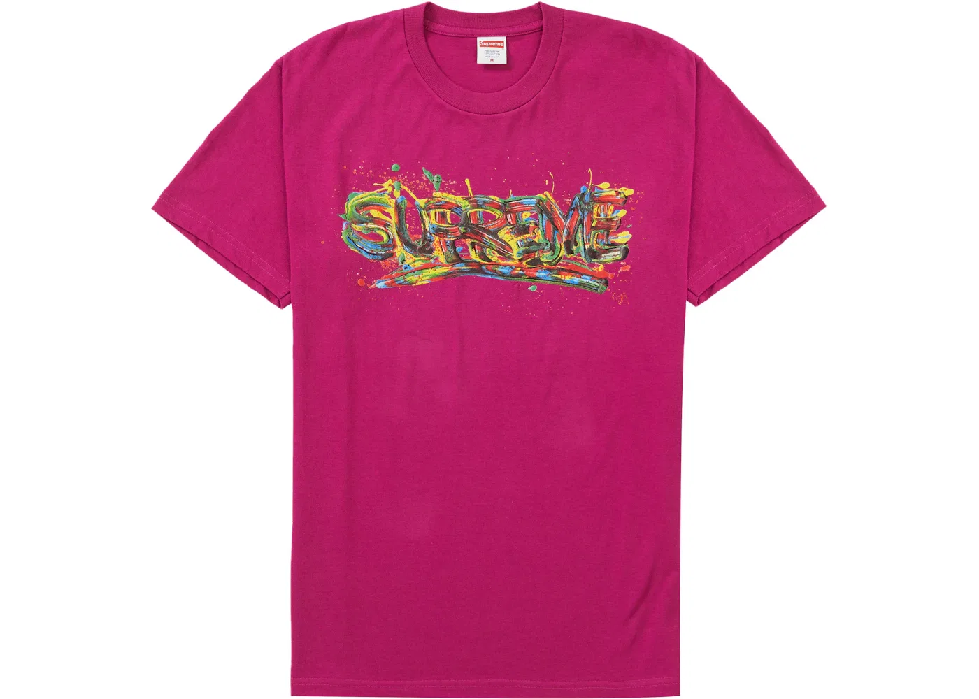 Мужская футболка с принтом Supreme Paint Logo Tee Supreme, Magenta