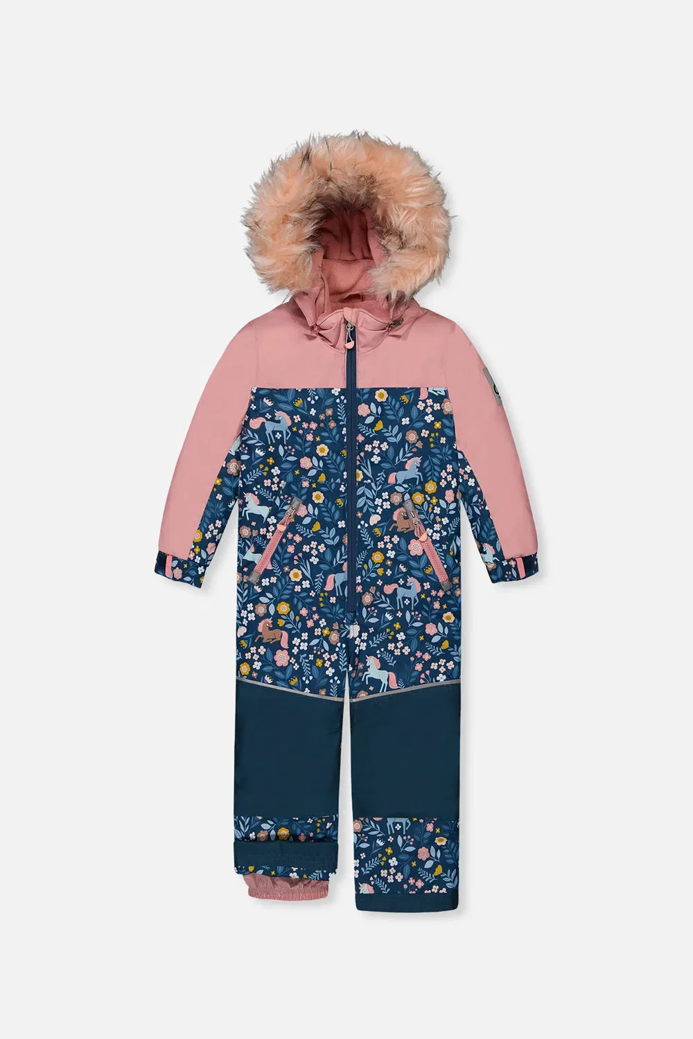 Детский комбинезон зимний утепленный с принтом единорога Discover Deux par Deux, Blue and Pink Unicorn Print