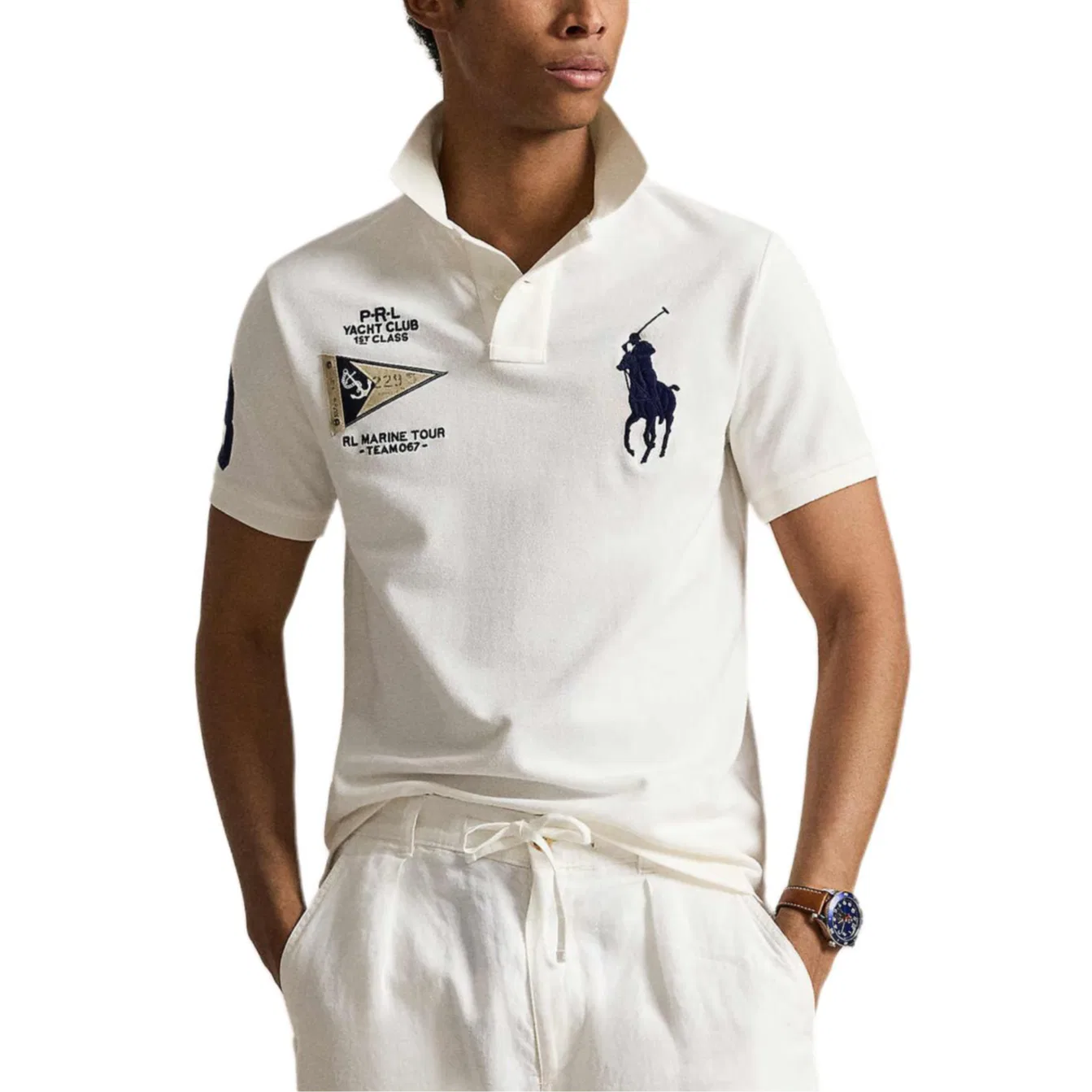 Мужское поло с воротником и зауженной талией Big Pony Polo Shirts Polo Ralph Lauren — фото 4