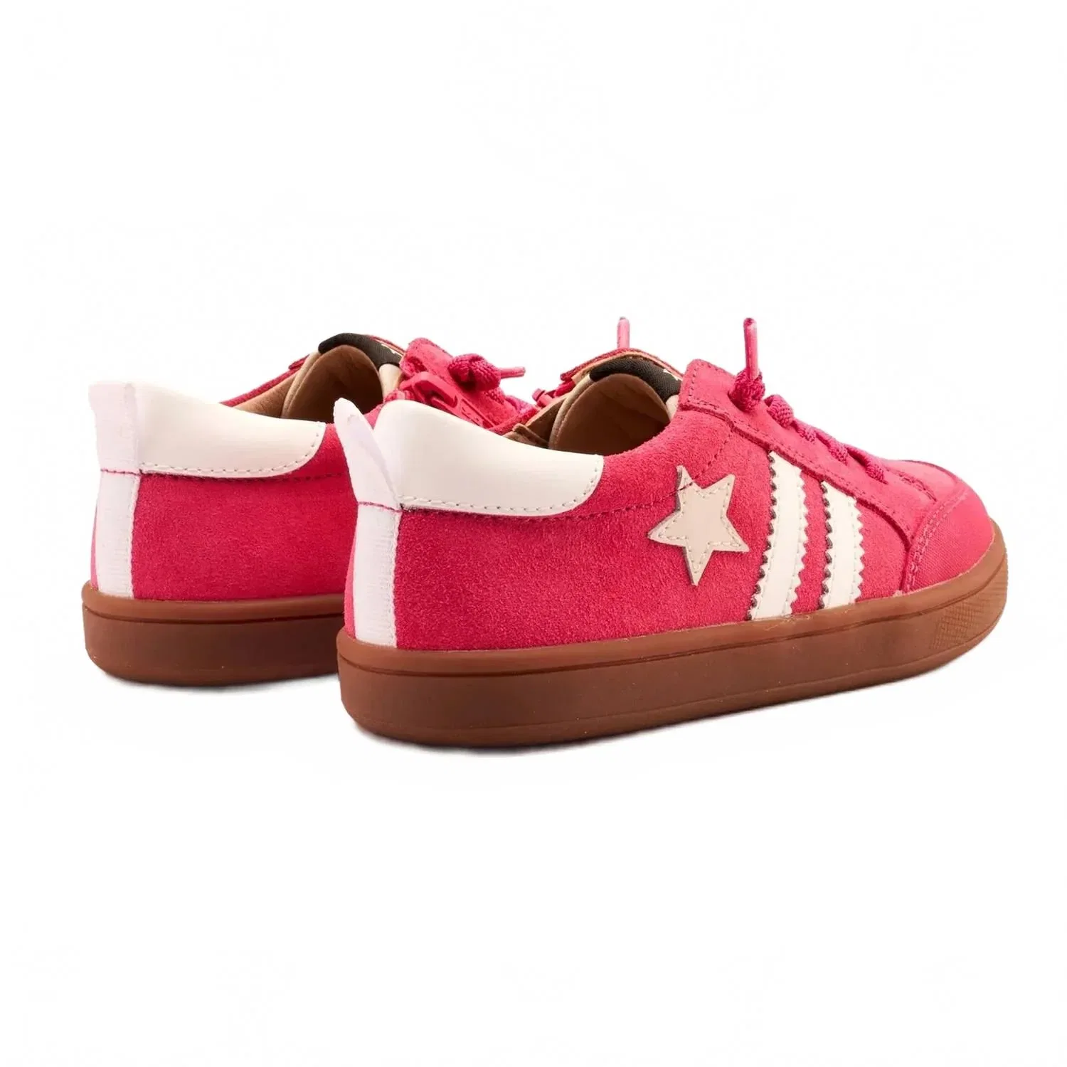 Детские кроссовки для девочек с аппликацией-звездой Old Soles, Hot Pink — фото 3