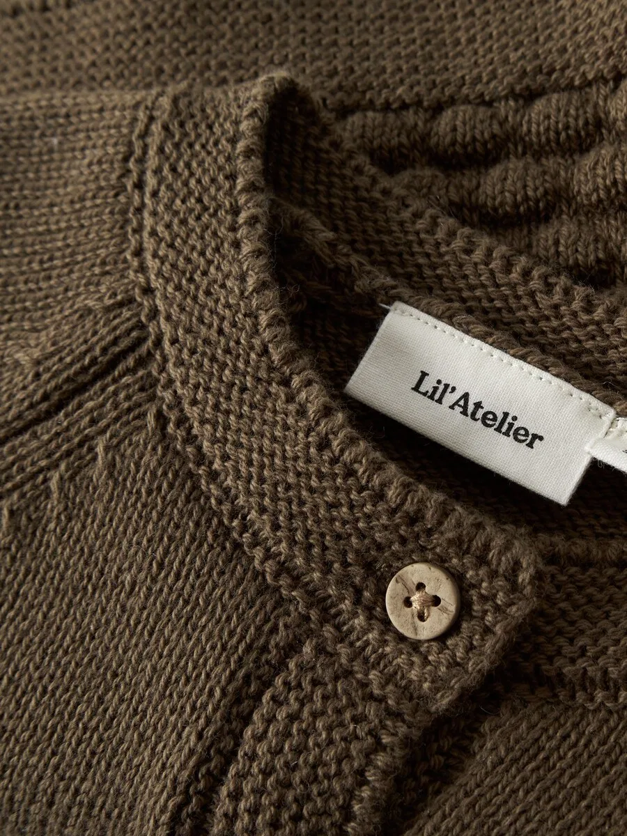 Вязаный кардиган Lil'Atelier коричневого цвета — фото 3