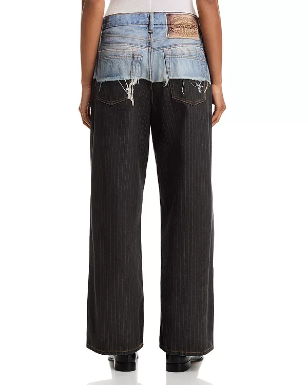 Женские джинсы с принтом обманка 1981 Trompe-L'Œil Acne Studios, Blue/Black — фото 3