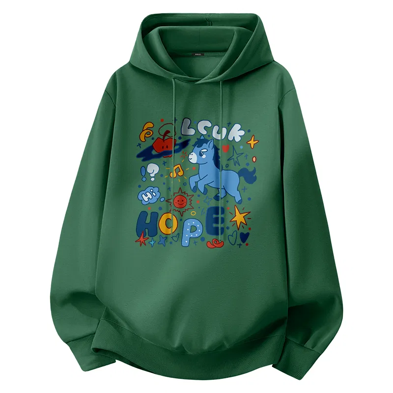 Детское худи с капюшоном MINISO, Цвет Forest Green (Blue Horse Graffiti)