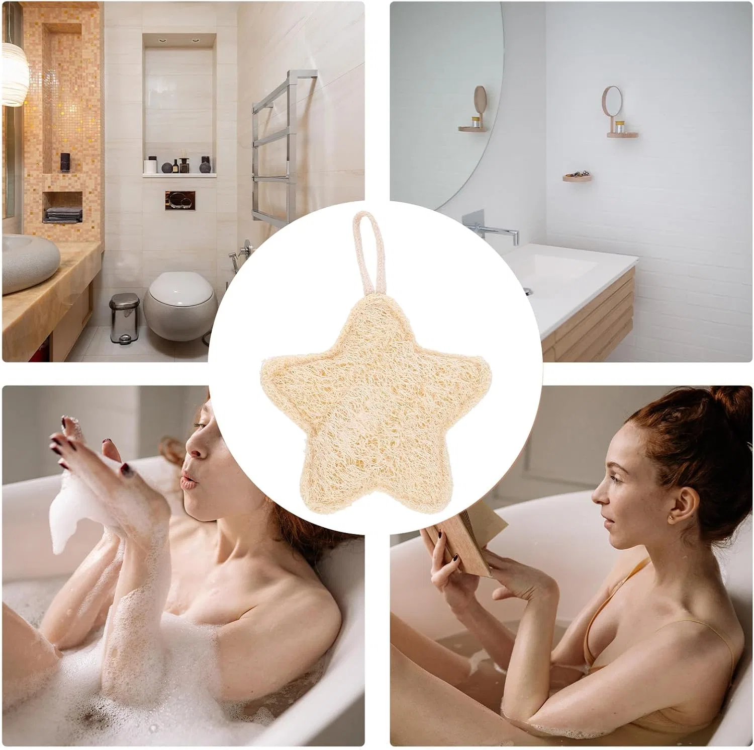 Мочалка-скраб для тела с люфой, рыба, Amosfun, 12.5x12x2.5 см, Beige — фото 4