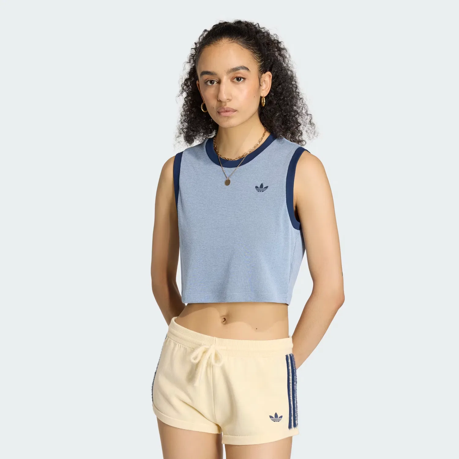 Женская рубчатая майка с тонкими полосками Heather Tank Adidas Originals, Night Indigo/Blue Dawn