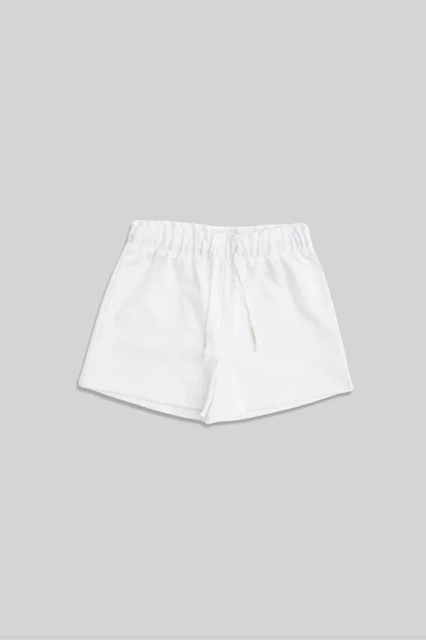 Детские шорты для девочек хлопковые Basics Minojoy, Ecru — фото 3