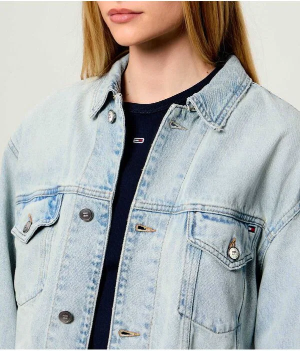 Женская джинсовая куртка свободного кроя Eve Tommy Hilfiger, Azzurro — фото 4
