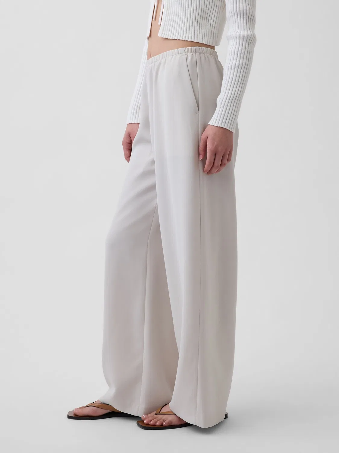 Брюки широкие Easy Wide-Leg Gap, серые — фото 3
