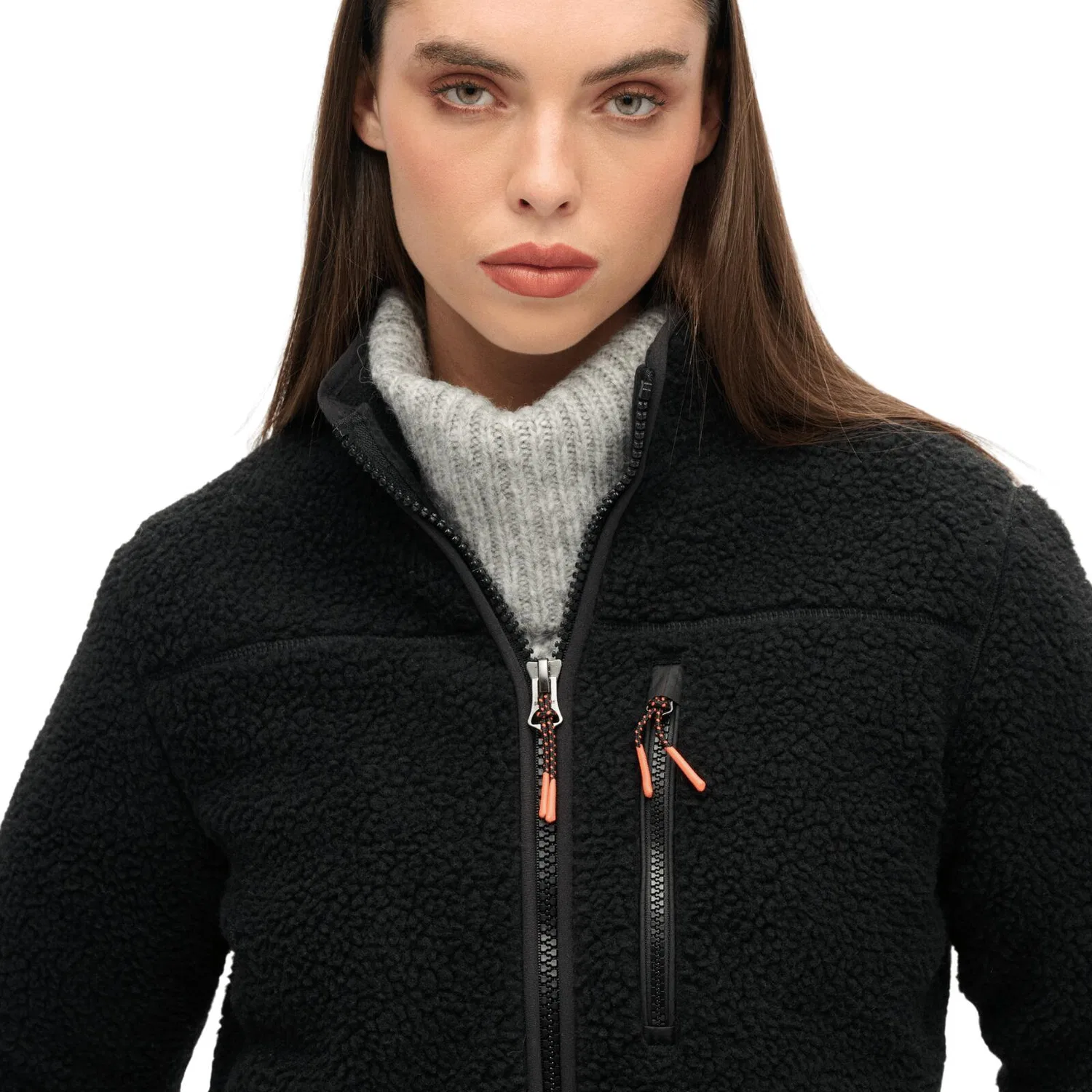 Женский флисовый пуловер с молнией Outdoor Superdry, Черный — фото 2