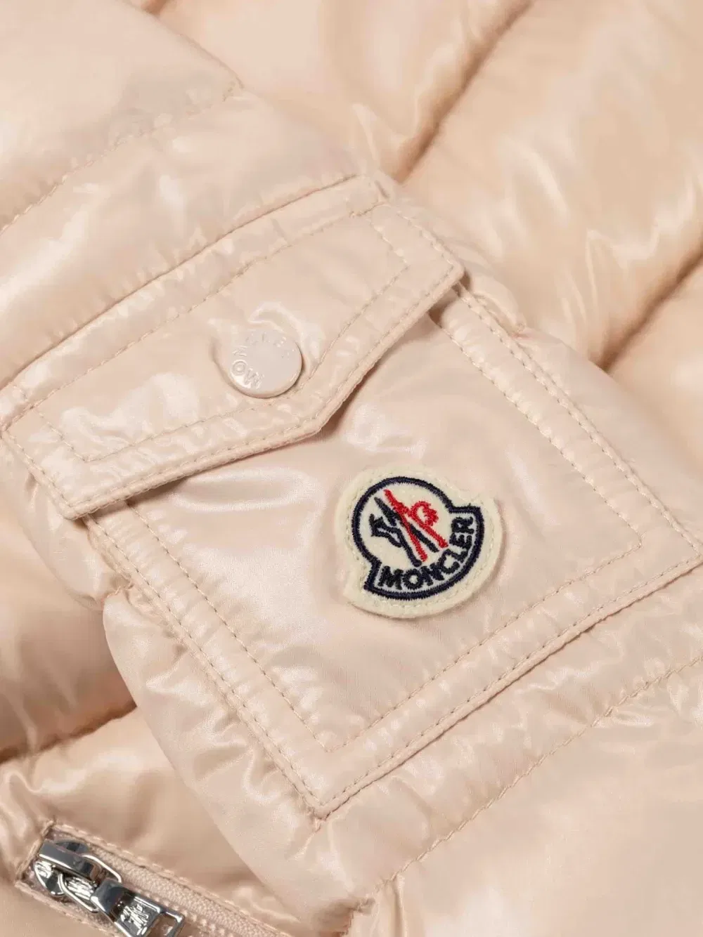 Пальто с нашивкой-логотипом и подкладкой Moncler Enfant, розовый — фото 2