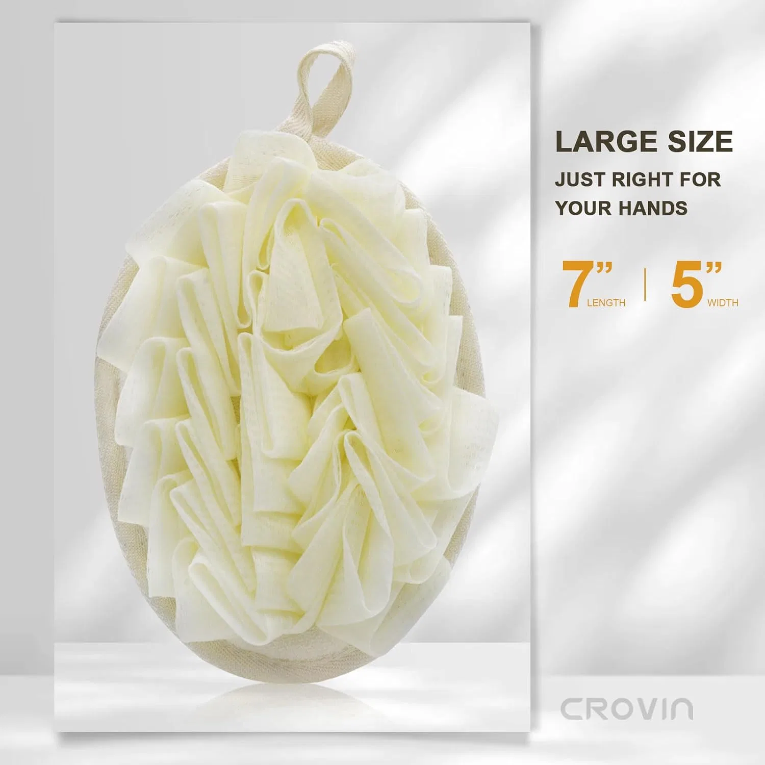 Мочалка-сетка для душа, CROVIN, 4 шт, 17.8 x 12.7 x 2.5 см, Cream White — фото 4