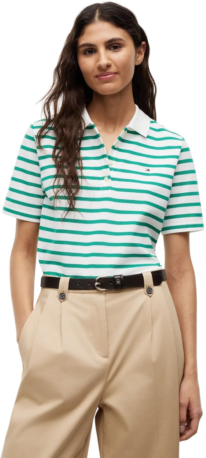 Мужское поло с коротким рукавом Tommy Hilfiger, Green (Breton Ecru / Courtside Green Stp)