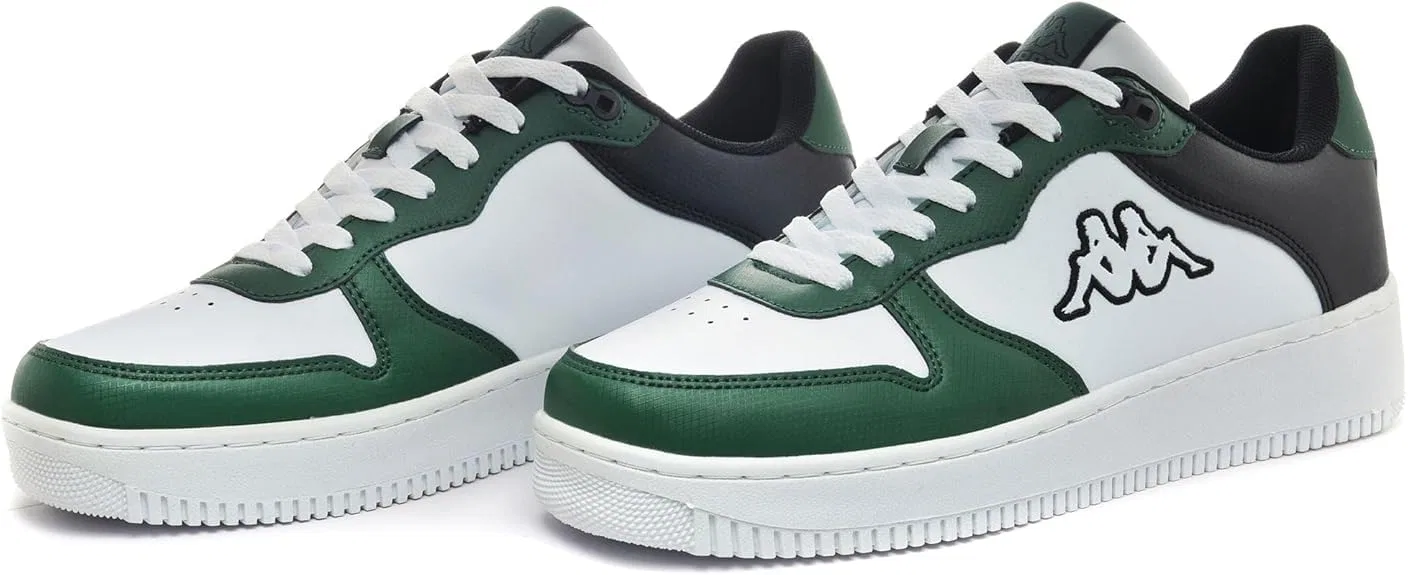 Детские кроссовки на шнуровке Maserta Logo Kappa, White Green Eden