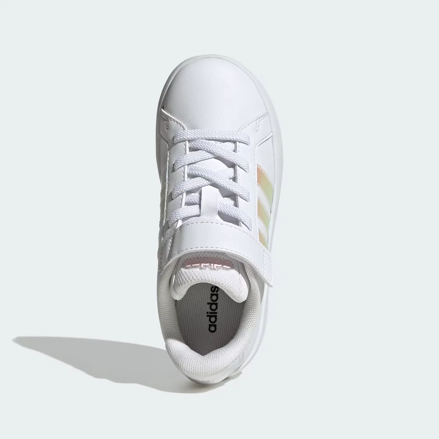 Детские кроссовки на эластичной шнуровке Grand Court 3.0 EL C Adidas Sportswear, белый/переливающийся — фото 2