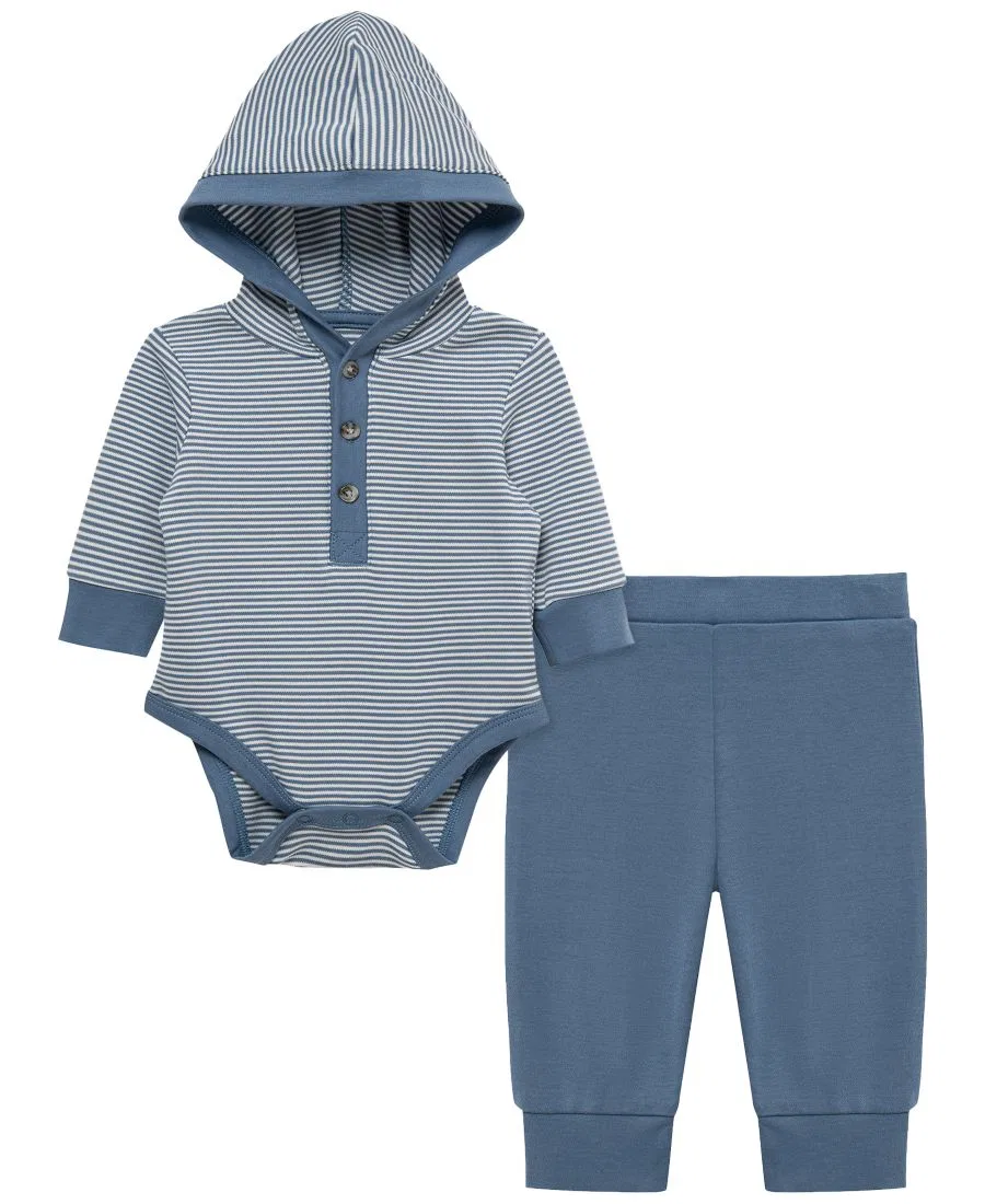 Комплект из боди и брюк с капюшоном, с длинным рукавом, Bear Little Me, Blue — фото 3