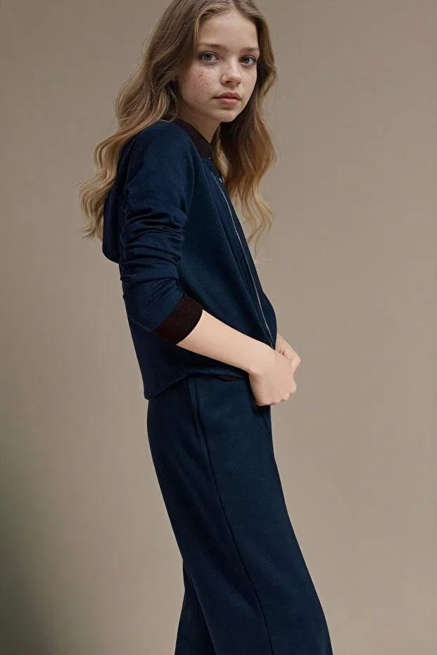 Детский кардиган для девочек с длинным рукавом Defacto, Navy Blue-Nv163 — фото 3