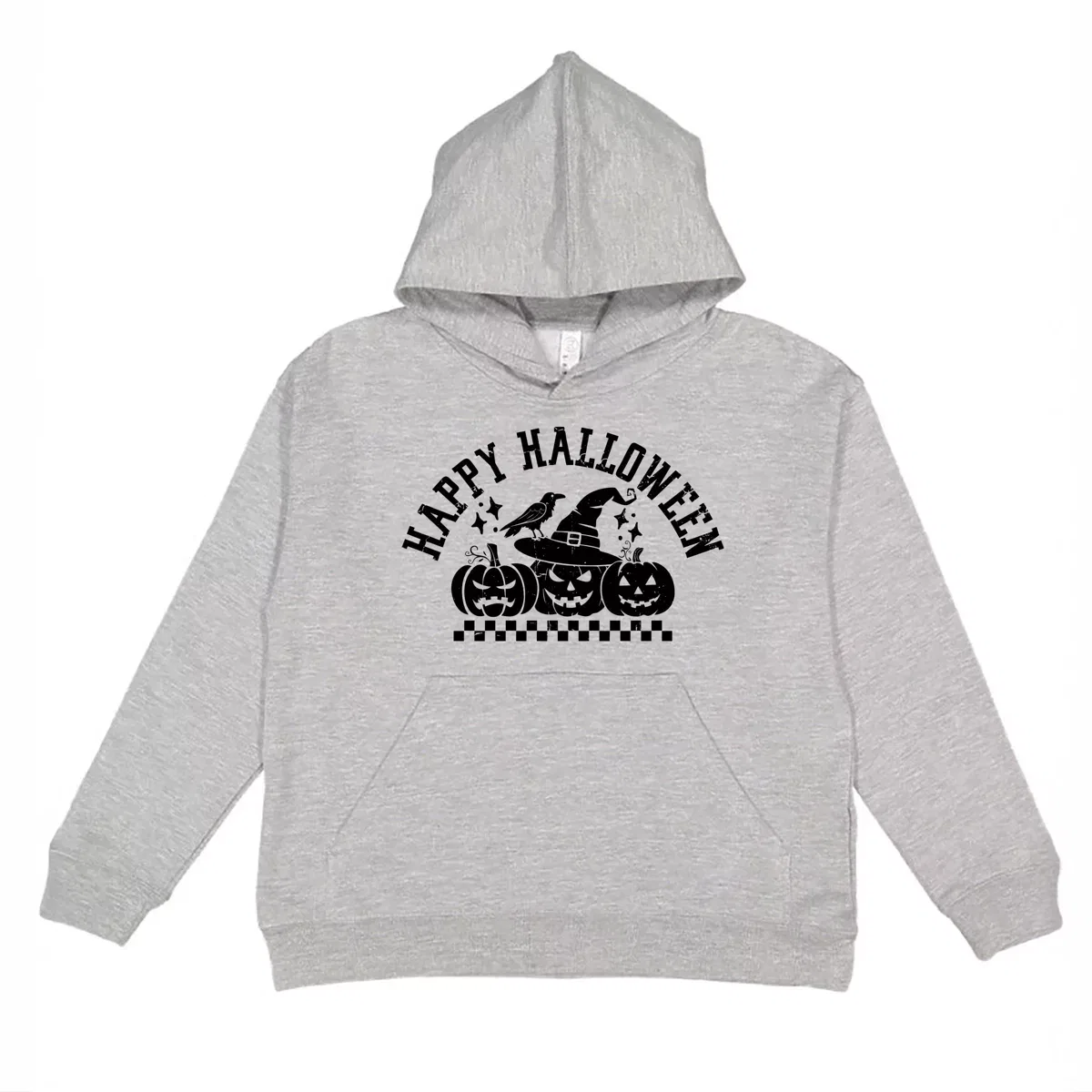 Детская худи с принтом Happy Halloween Arch Distressed The Juniper Shop, Heather Grey