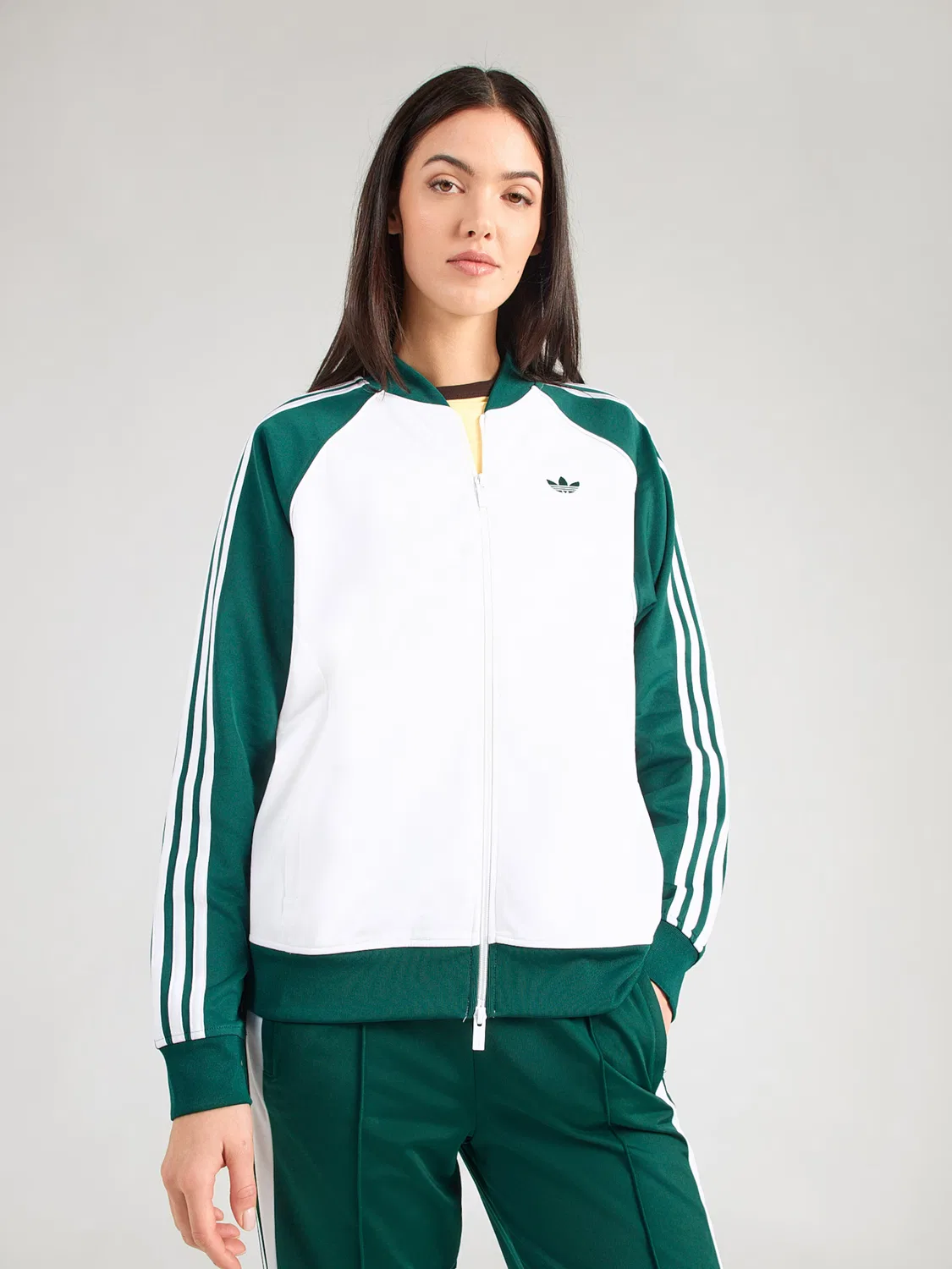 Худи на молнии Adidas Originals белого цвета — фото 3