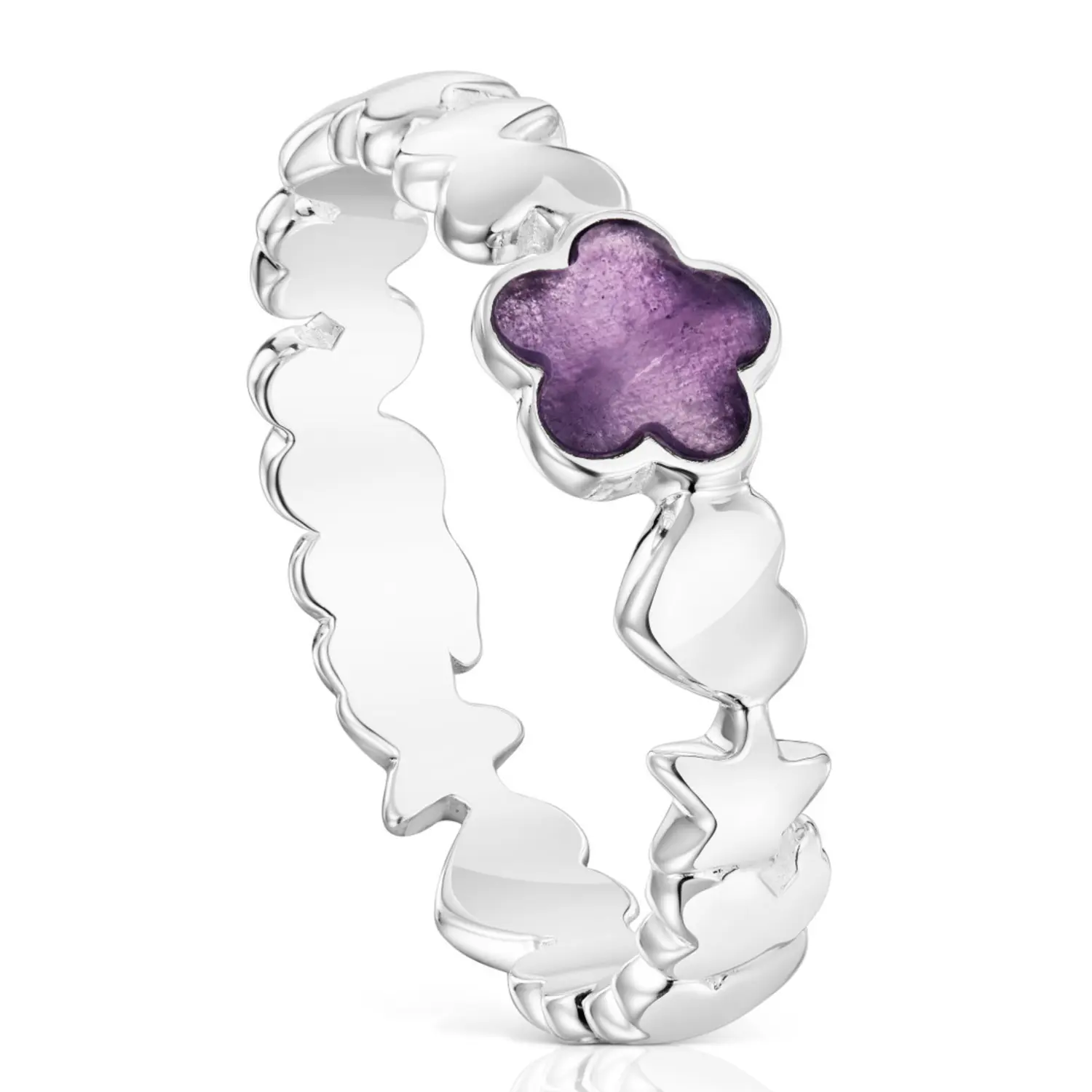

Кольцо Tous Bold Motif With An Flower, серебро/аметист