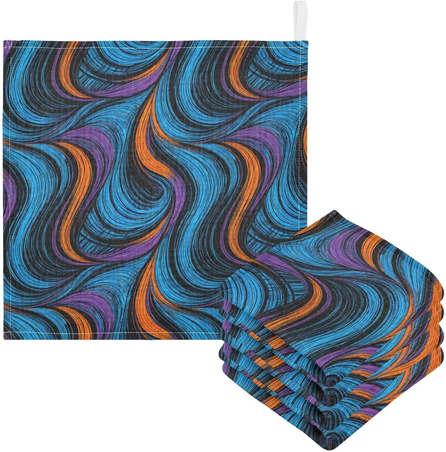 Марлевые салфетки из 100% хлопка, 5 шт, GuoChe, 30x30 см, Abstract Wave Pattern — фото 3