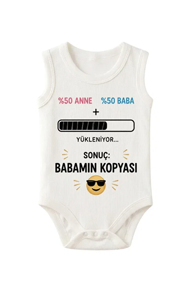 Детское боди-слип для новорожденных без рукавов Father'S day gift baby sleeveless bodysuit - dad's copy printed, 100% cotton humorous baby bodysuit Hazden, White — фото 4