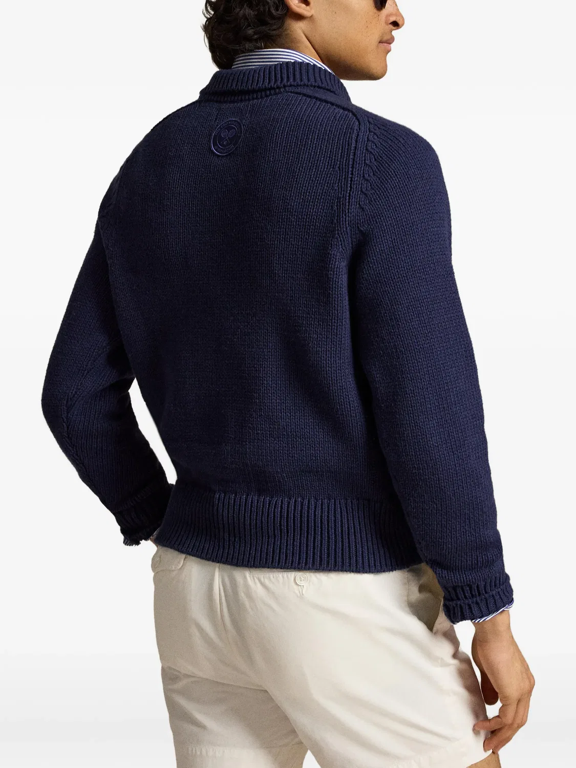 Свитер-поло хлопковый с вышивкой Polo Ralph Lauren, синий — фото 3