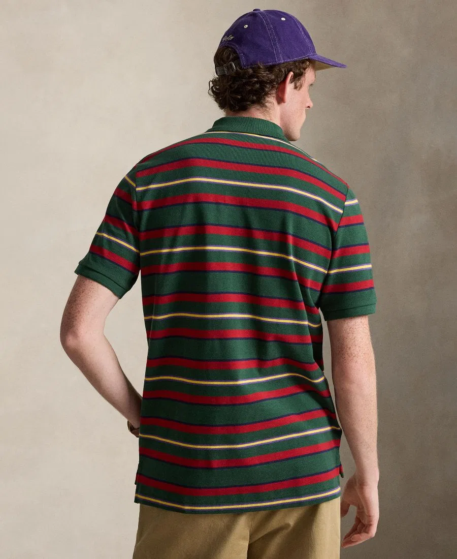 Поло с коротким рукавом и полосатым принтом, классический крой Polo Ralph Lauren, Vintage Pine Multi — фото 4