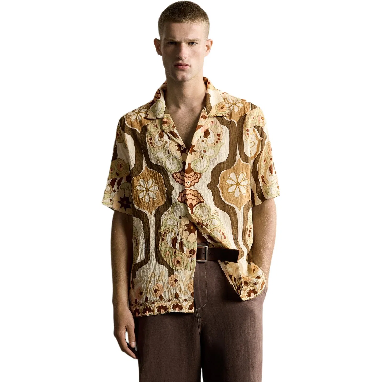 Мужская рубашка с лацканами прямого кроя Multicolor ZARA, Multicolor — фото 3