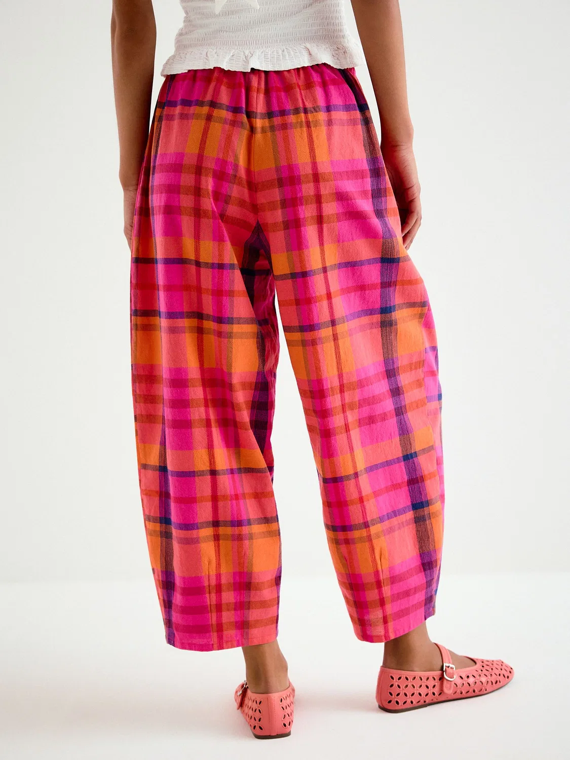 Брюки-бананы с принтом Pink/Orange Check Next, розово-оранжевый — фото 4