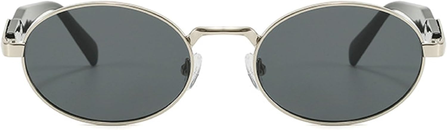

Маленькие овальные металлические солнцезащитные очки для женщин, модные солнцезащитные очки в круглой оправе для мужчин, ретро-панк, унисекс, защита от ультрафиолета UV400 N45 mincl, Silver Gray