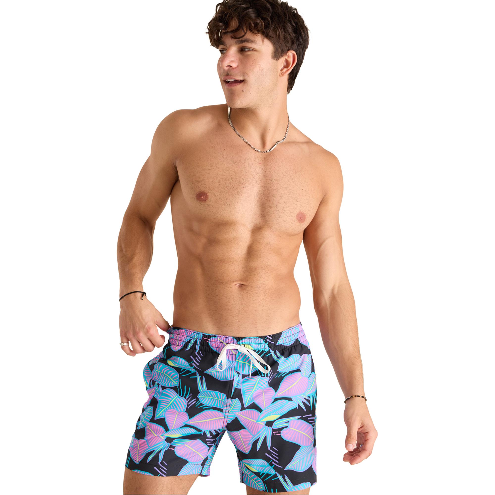 

Мужские классические плавки Fluorescent Funk 5,5 дюймов с подкладкой. Chubbies, Black Plant