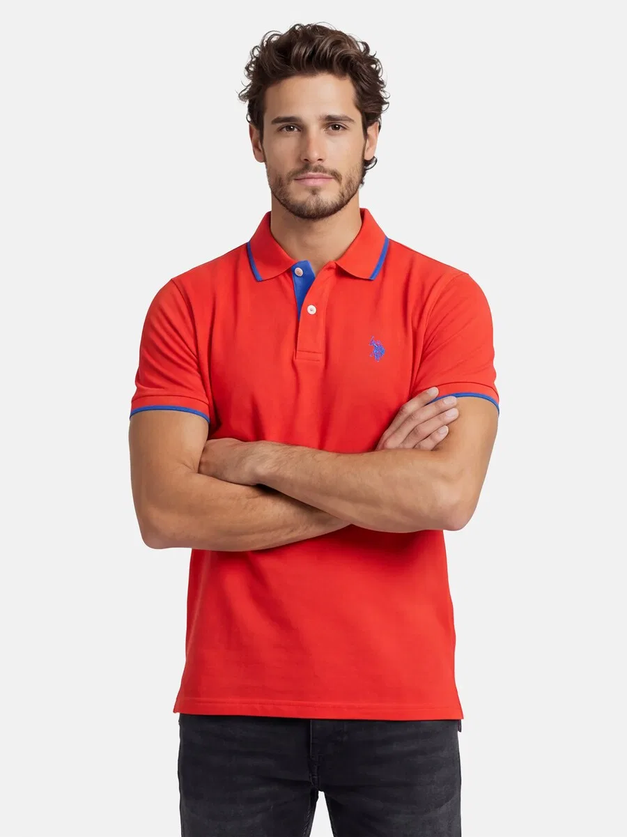 Футболка U.S. POLO ASSN. неоново-красного цвета — фото 2