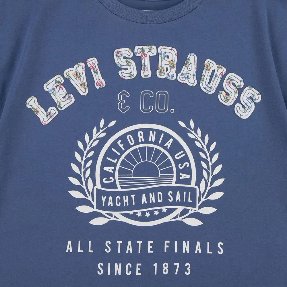 Детская футболка для девочек с принтом Collegiate Oversized Levi's, Blue — фото 4