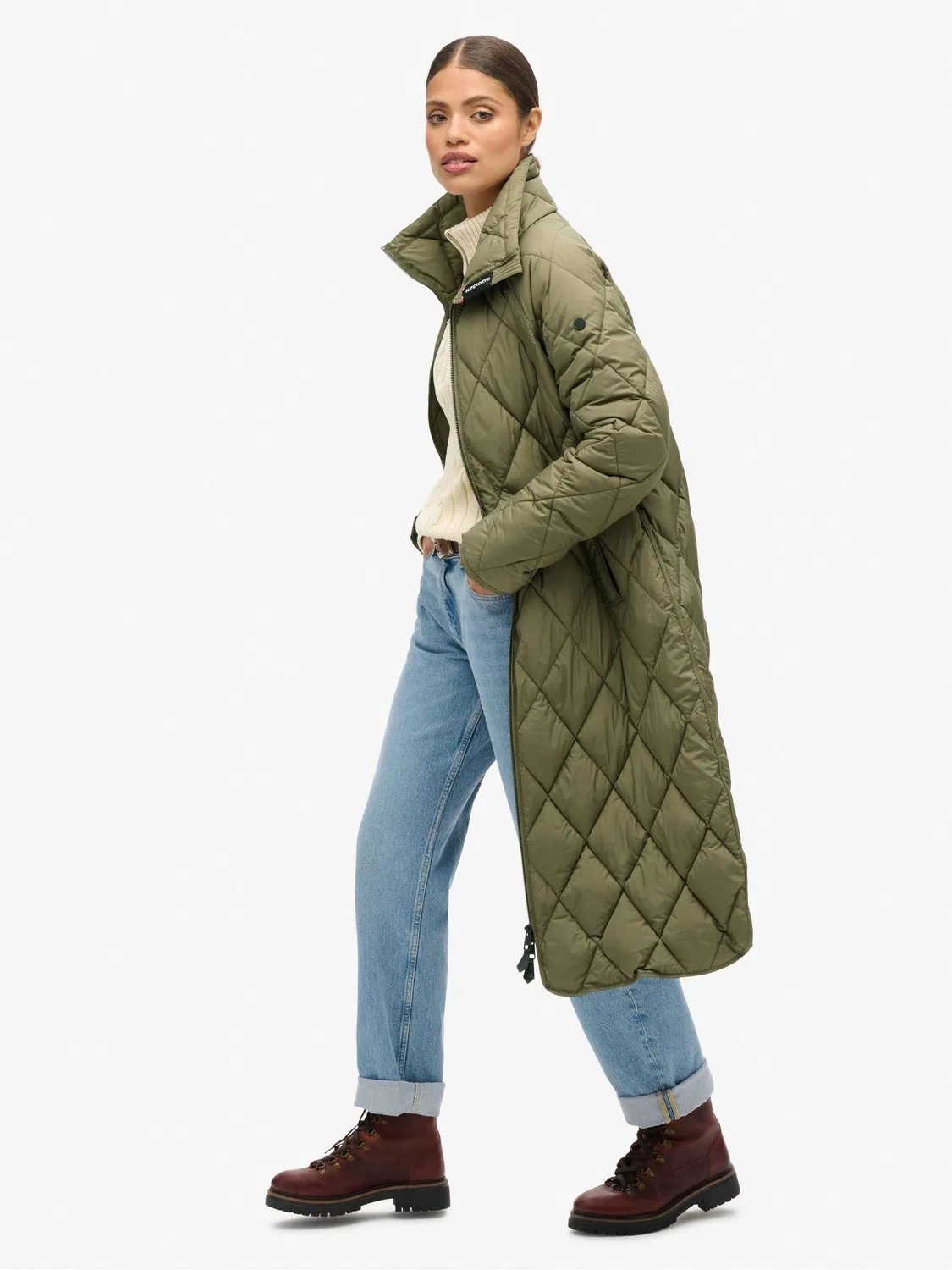Куртка стеганая утепленная Superlong Quilt Liner Superdry, цвет оливковый — фото 2