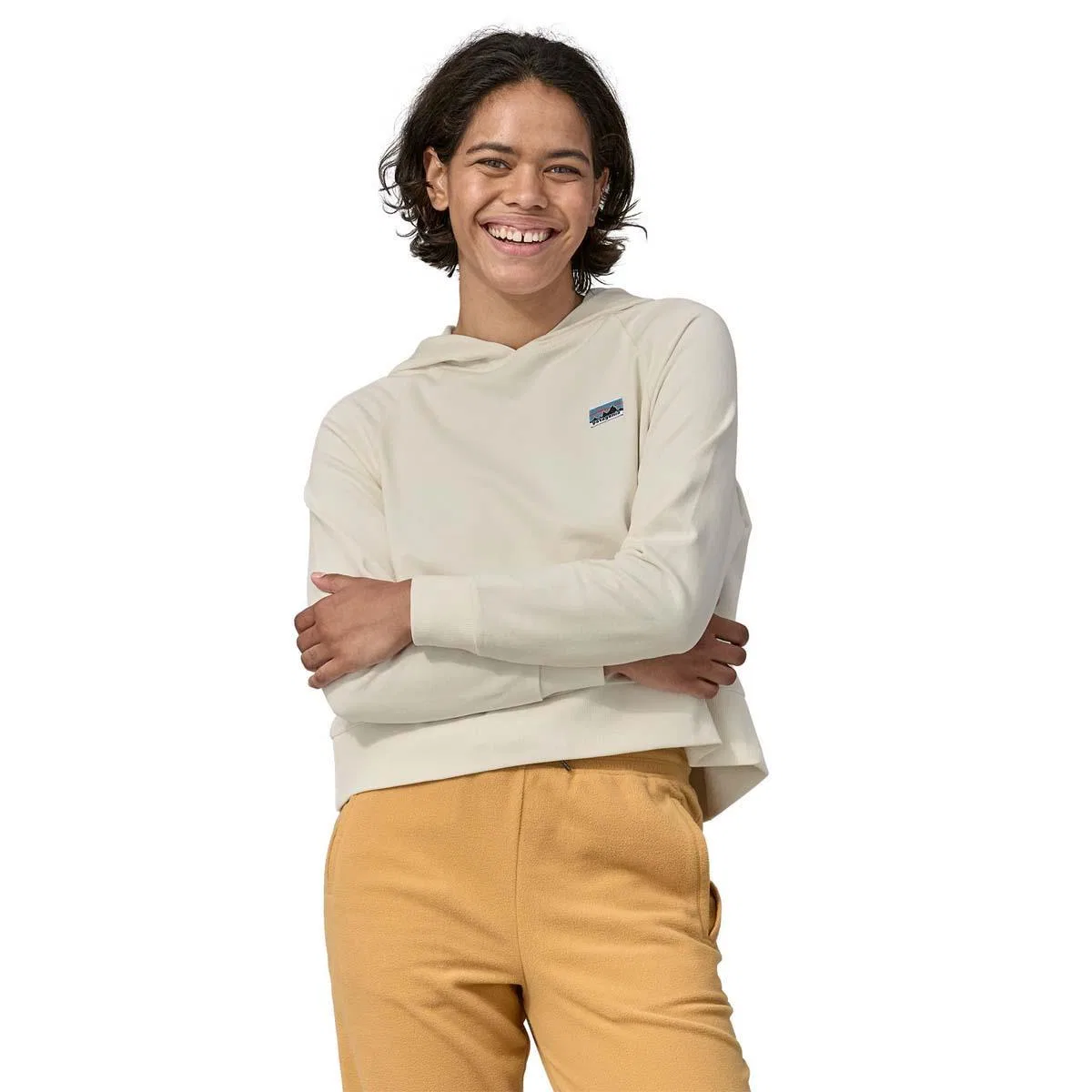 Худи из органического хлопка с капюшоном, слегка укороченное, Patagonia, Wool White
