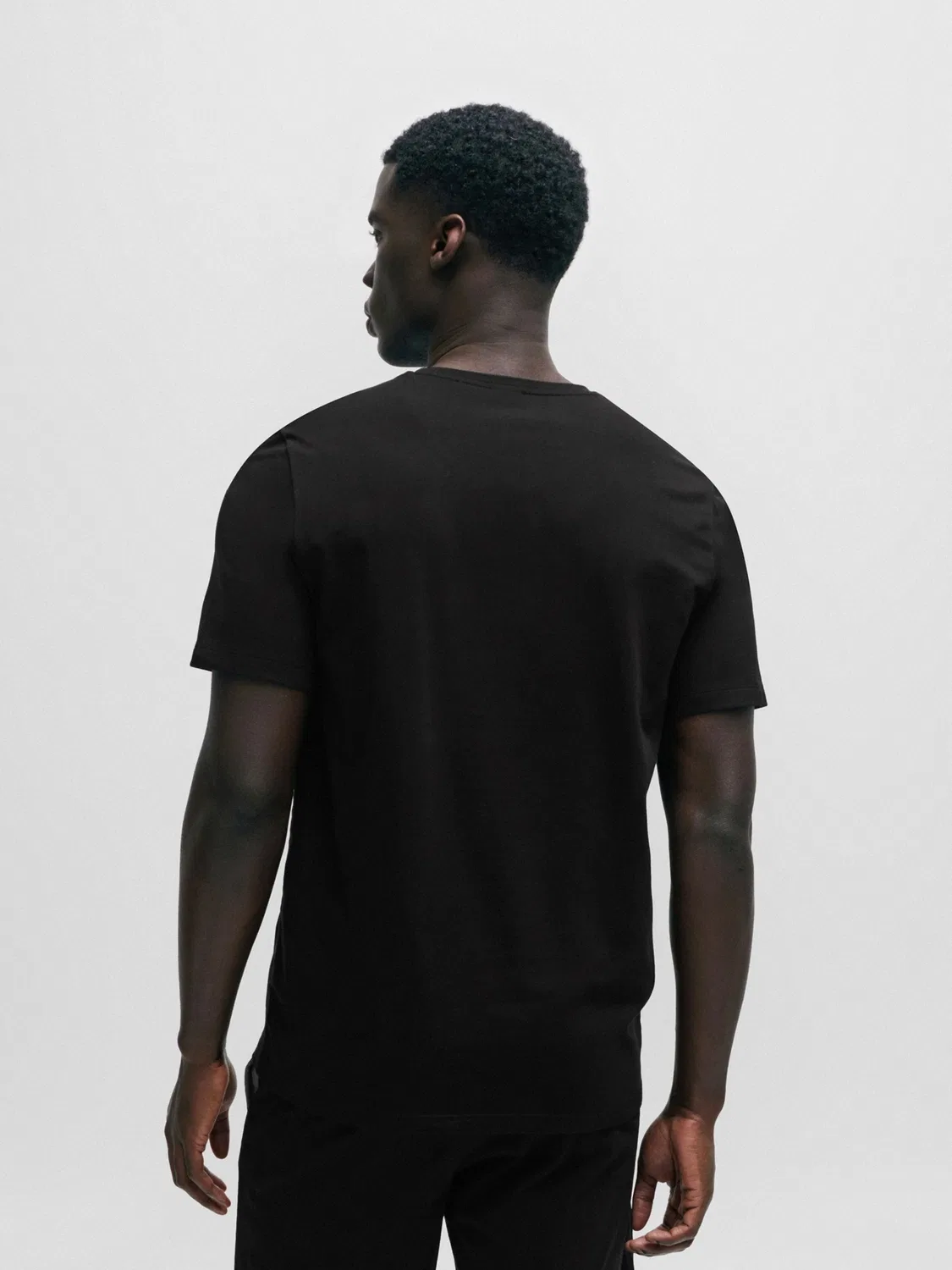 Футболка с вышивкой BOSS Black Stretch Cotton, черный — фото 2