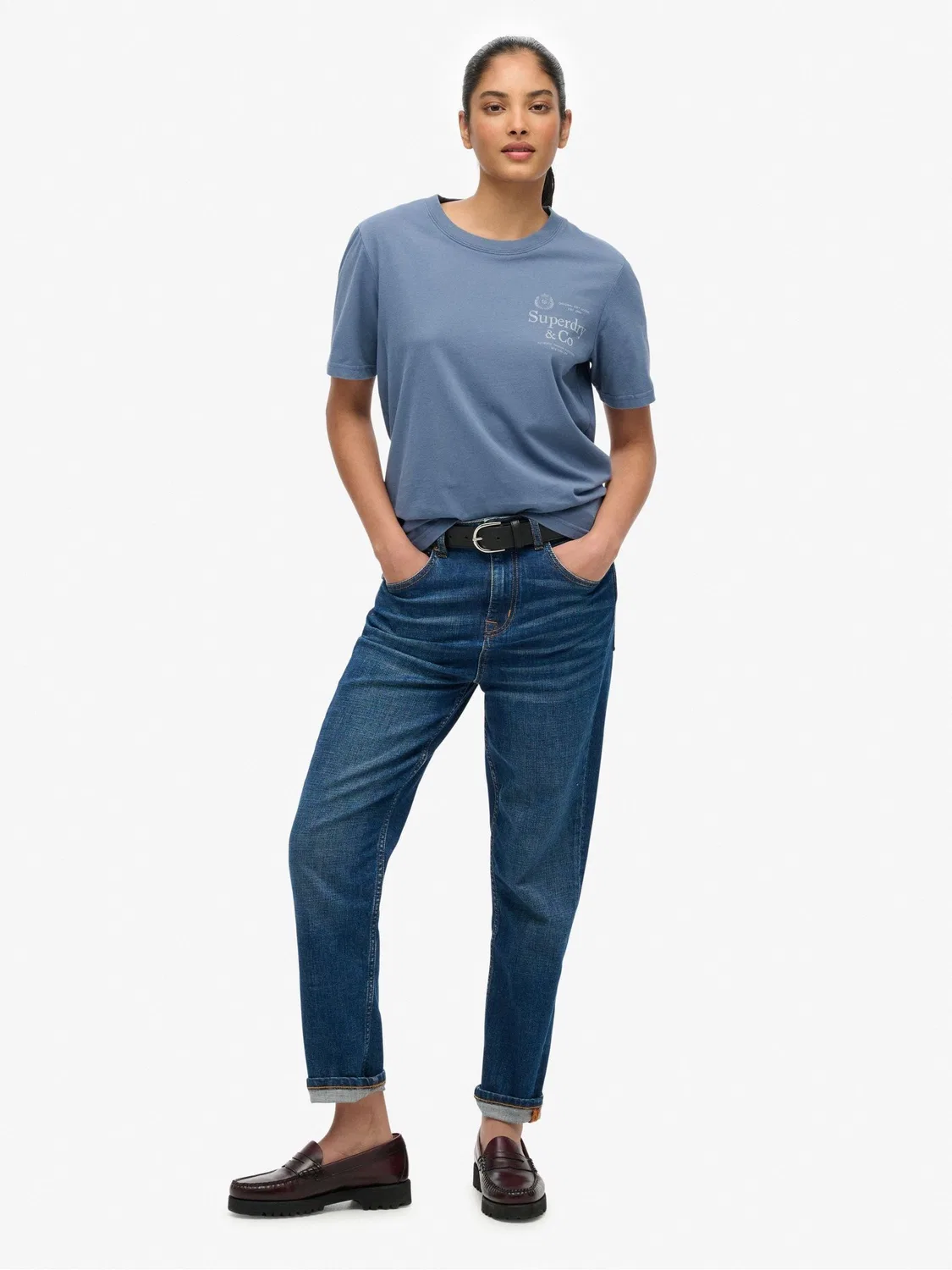 Футболка с принтом, Slim Fit, Luxe Casual Superdry, синий — фото 2