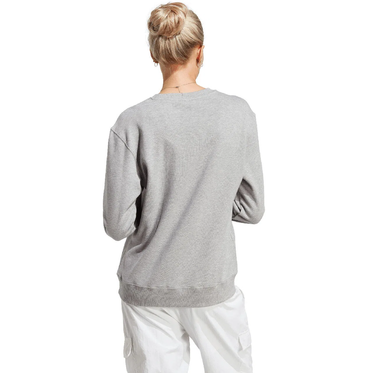 Женский свитшот из французского футера Adidas Essentials Linear Molton, Grau Weiss — фото 2