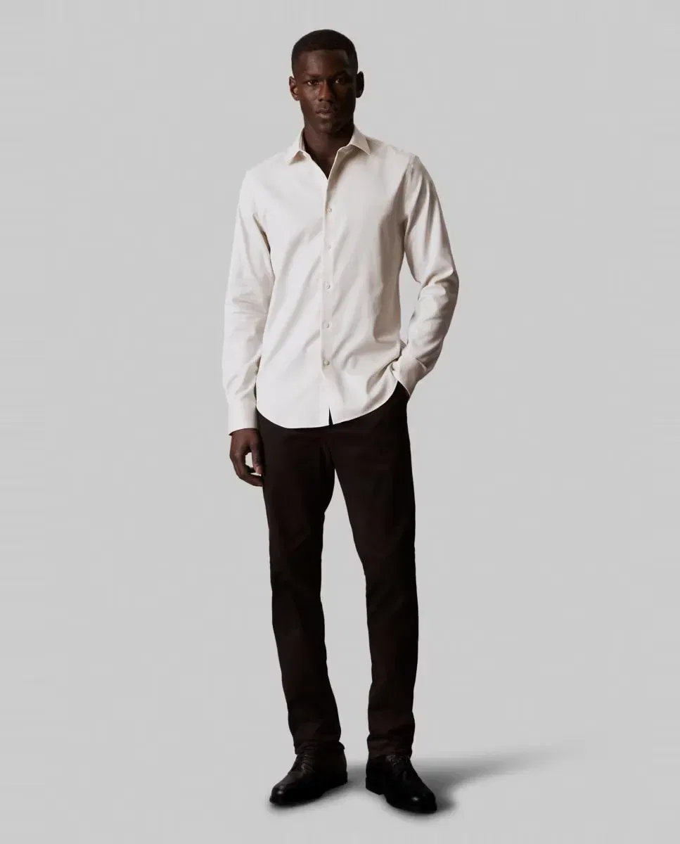 Мужская рубашка из эластичного хлопка slim Beige Calvin Klein, Beige